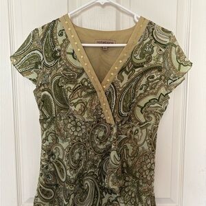 Notations Green Paisley Women's Top